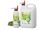 Dwa opakowania ekologicznego paliwa do biokominków Bionlov, jedno 10L, drugie 5L, z zielonym logo "Eco Friendly".