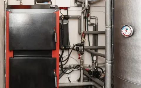 Instalacja kotłowni z piecem i rurami. Dowiedz się, jak zrobić nawiew do kotłowni, by zapewnić optymalne spalanie.