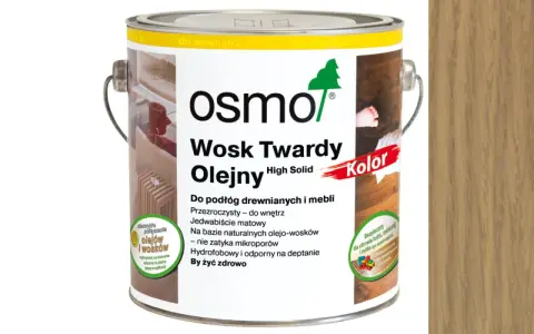 Puszka z produktem Osmo Wosk Twardy Olejny, który jest naturalnym olejowoskiem do podłóg i mebli.