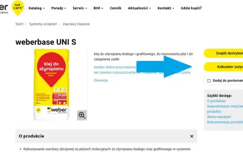 Kalkulator zużycia kleju do siatki na m2. Produkt weberbase UNI S do styropianu białego i grafitowego.