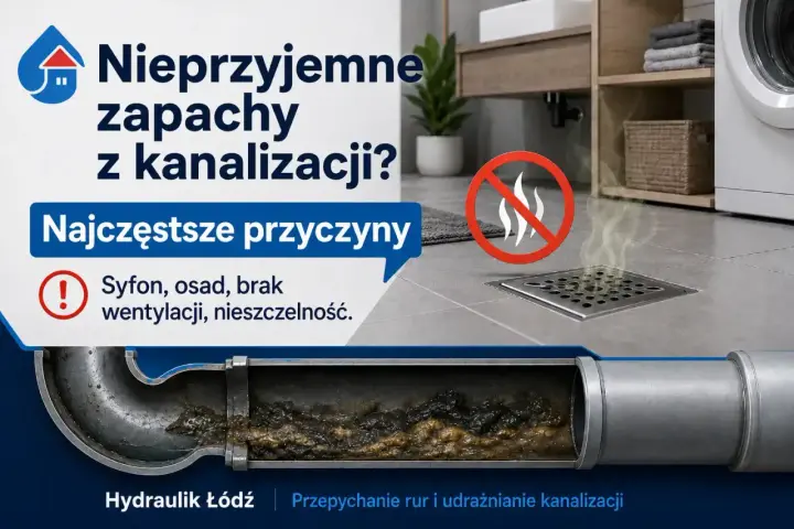 Nieprzyjemne zapachy z kanalizacji? Przyczyną może być brak wentylacji lub zapchane rury. Sprawdź odpowietrzenie szamba i udrożnij kanalizację.